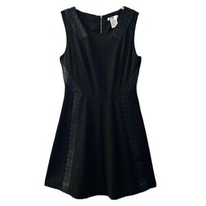 Esley Women's Sheath Dress Size S Black Sleeveless‎ PU Vegan Leather Trim Lined